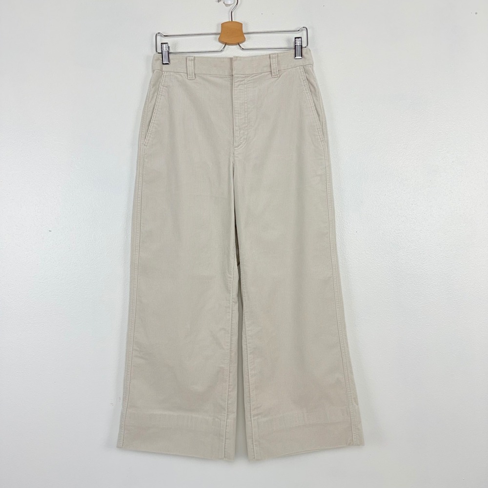 Uniqlo Comptoir des Cotonniers Corduroy Pants Women M Cream Wide Leg Cropped